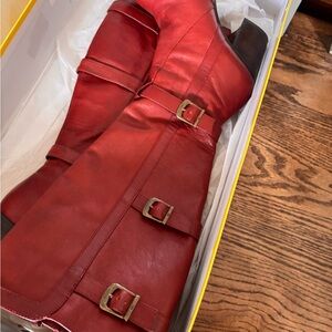 Joan & David Red Leather Boots in original box